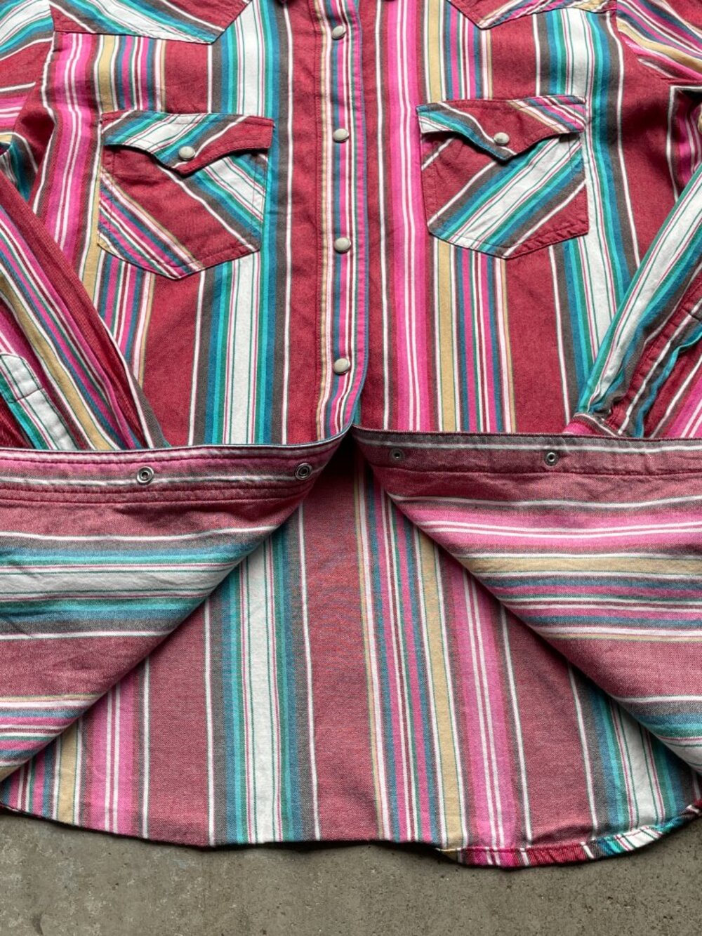 Wrangler Retro Men’s Pearl Snap Shirt Striped Men’s Large Regular Western Boho - Picture 3 of 4